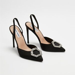 Steve Madden Black Rhinestone Slingback Heels